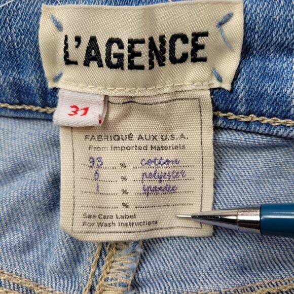 L'Agence Sada High Rise Cropped Slim Straight Leg Jeans in Bellevue Wash size 31 - Picture 4 of 12